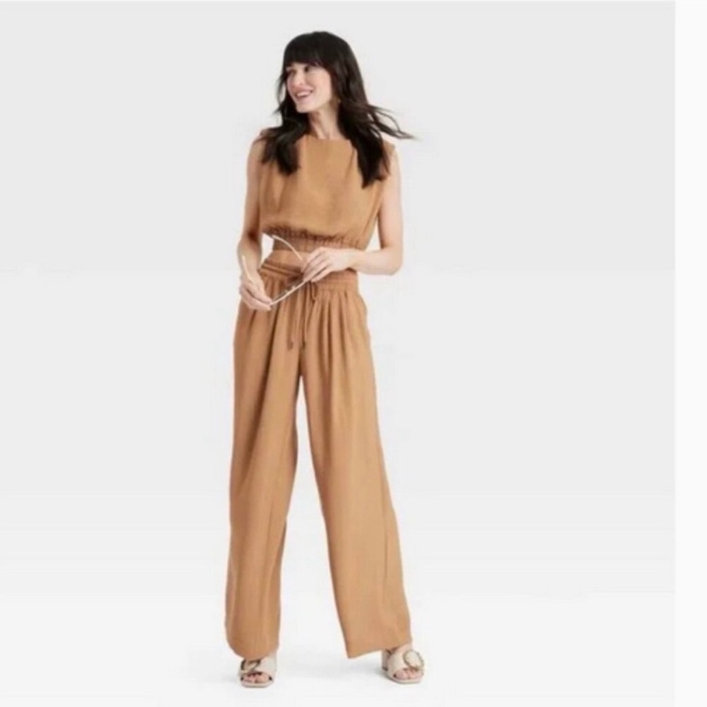 A New Day set- modern gauze wide leg pants and sleeveless top